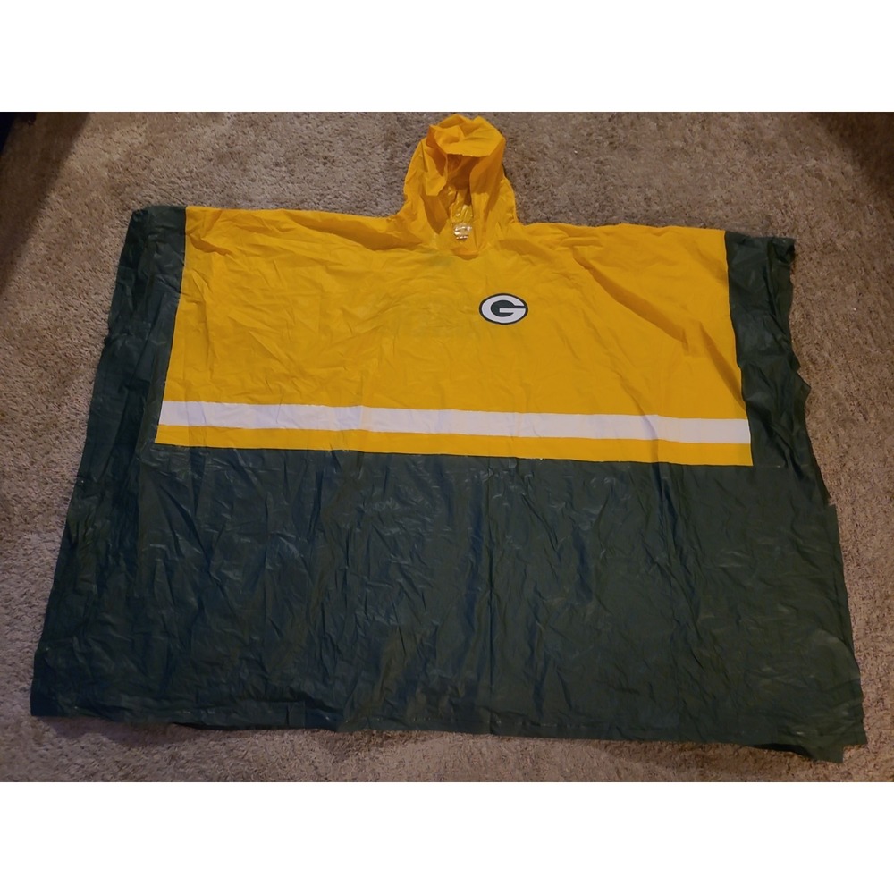 Green Bay Packers NFL Vinyl Sideline Rain Poncho Parka Cover 4XL *see Photos